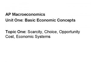 AP Macroeconomics Unit One Basic Economic Concepts Topic