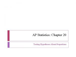 AP Statistics Chapter 20 Testing Hypotheses About Proportions