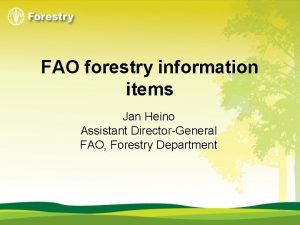 FAO forestry information items Jan Heino Assistant DirectorGeneral