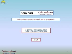 Seminari Chi non impara non cresce e chi