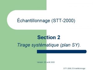 chantillonnage STT2000 Section 2 Tirage systmatique plan SY