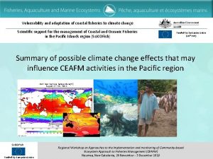 Vulnerability and adaptation of coastal fisheries to climate