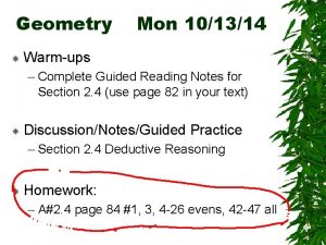 Geometry Mon 101314 Warmups Complete Guided Reading Notes