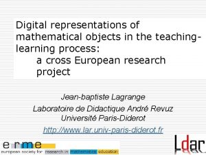 Digital representations of mathematical objects in the teachinglearning