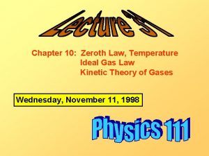 Chapter 10 Zeroth Law Temperature Ideal Gas Law