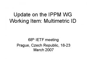 Update on the IPPM WG Working Item Multimetric