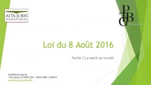 Loi du 8 Aot 2016 Partie 2 La