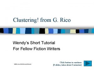 Clustering from G Rico Wendys Short Tutorial For