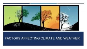 FACTORS AFFECTING CLIMATE AND WEATHER THE ALBEDO EFFECT