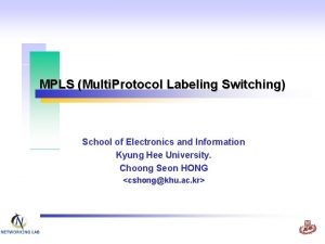 MPLS Multi Protocol Labeling Switching School of Electronics