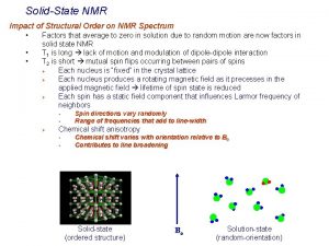 SolidState NMR Impact of Structural Order on NMR