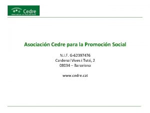 Asociacin Cedre para la Promocin Social N I