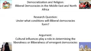 Democratization and Religion Illiberal Democracies in the Middle