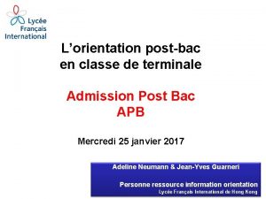 Lorientation postbac en classe de terminale Admission Post