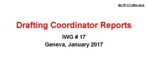 WLTP17 09 erev 1 Drafting Coordinator Reports IWG