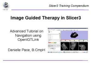Slicer 3 Training Compendium Image Guided Therapy in