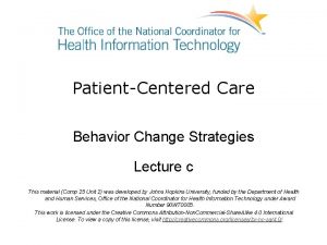 PatientCentered Care Behavior Change Strategies Lecture c This