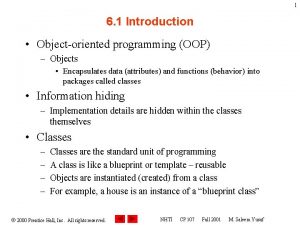 1 6 1 Introduction Objectoriented programming OOP Objects