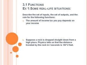 3 1 FUNCTIONS EX 1 SOME REALLIFE SITUATIONS