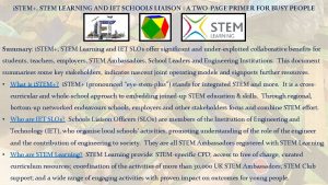 i STEM STEM LEARNING AND IET SCHOOLS LIAISON