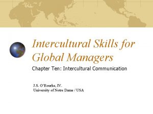 Intercultural Skills for Global Managers Chapter Ten Intercultural