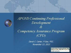 APGNS Continuing Professional Development Competency Assurance Program CPD