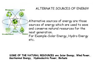 ALTERNATE SOURCES OF ENERGY Alternative sources of energy