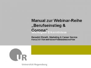 Marketing Career Service Dr Max Mustermann FAKULTT FR