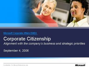 Microsoft Corporate Affairs EMEA Corporate Citizenship Alignment with