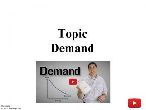 Topic Demand Copyright ACDC Leadership 2019 1 DEMAND