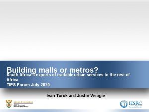 Building malls or metros South Africas exports of