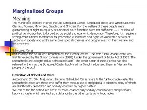 Marginalized Groups Meaning The vulnerable sections in India