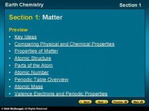 Earth Chemistry Section 1 Matter Preview Key Ideas