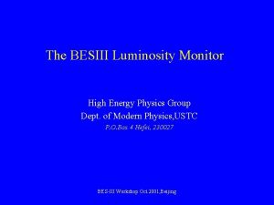 The BESIII Luminosity Monitor High Energy Physics Group