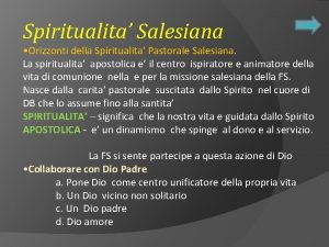 Spiritualita Salesiana Filmato Orizzonti della Spiritualita Pastorale Salesiana