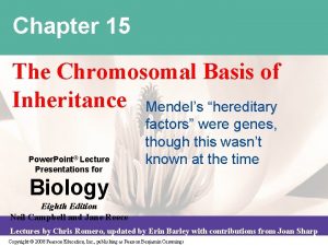 Chapter 15 The Chromosomal Basis of Inheritance Mendels