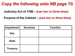 Copy the following onto NB page 70 Judiciary