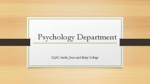 Psychology Department IQAC Audit Jesus and Mary College