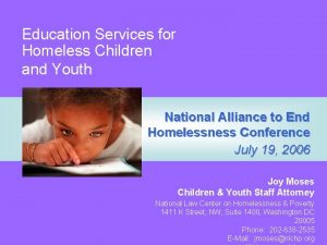 Education Services for Homeless Children and Youth National