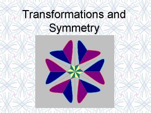 Transformations and Symmetry Transformations Reflection Translation Glide Reflection