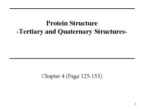 Protein Structure Tertiary and Quaternary Structures Chapter 4