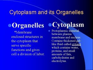 Cytoplasm and its Organelles l Cytoplasm Membrane enclosed