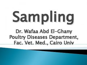 Sampling Dr Wafaa Abd ElGhany Poultry Diseases Department