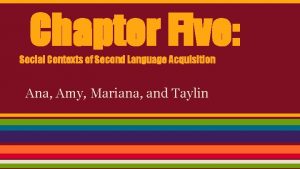 Chapter Five Social Contexts of Second Language Acquisition
