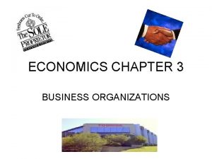 ECONOMICS CHAPTER 3 BUSINESS ORGANIZATIONS FORMS OF BUSINESS