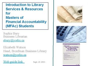 Introduction to Library Services Resources for Masters of