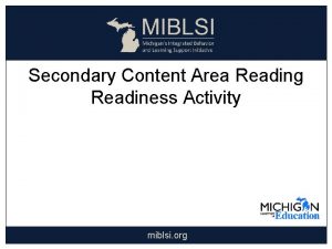 Secondary Content Area Reading Readiness Activity miblsi org