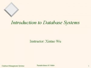 Introduction to Database Systems Instructor Xintao Wu Database