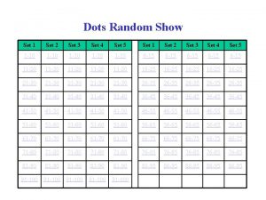 Dots Random Show Set 1 Set 2 Set
