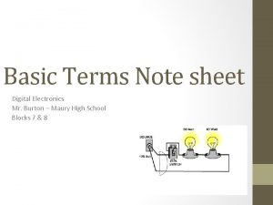 Basic Terms Note sheet Digital Electronics Mr Burton